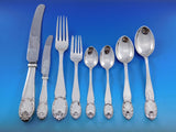 Danish by Christian Heise Silver Dinner Flatware Set Service 106 Pieces Handmade
