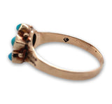 Victorian 10k Rose Gold Turquoise / Glass and Pearl Rosette Ring (#J7077)