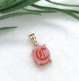 14k Yellow Gold Genuine Natural Carnelian Signet Initial "C" Pendant (#J7346)