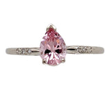 14k White Gold Pear Shaped .60ct Genuine Natural Morganite Diamond Ring (#J7408)