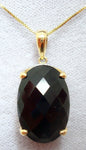 14k Gold Checkerboard Genuine Natural Smoky Quartz Pendant w/ Diamonds (#J2955)