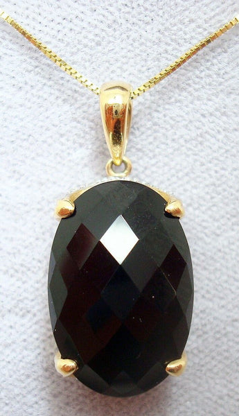 14k Gold Checkerboard Genuine Natural Smoky Quartz Pendant w/ Diamonds (#J2955)