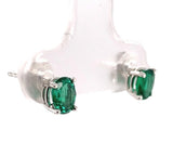 Platinum Oval .67ct TW Genuine Natural Emerald Stud Earrings Jewelry (#J7424)