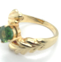 14k Yellow Gold Genuine Natural Peridot Leaf Bypass Ring Size 6.25 (#J6281)
