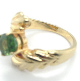 14k Yellow Gold Genuine Natural Peridot Leaf Bypass Ring Size 6.25 (#J6281)