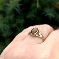 10k Yellow Gold Victorian Genuine Natural Tiger's Eye Quartz Ring (#J6351)