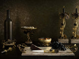 Michael Aram Brass, Stainless & Marble Monet's Garden Wine Coaster & Stopper New