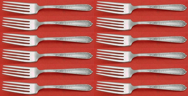 Della Robbia by Alvin Sterling Silver Regular Fork Set of 12 pcs 7 1/8"