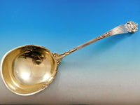 Georgian by Towle Sterling Silver Soup Ladle Flowers in Bowl Gold Washed 14"