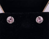 14k White Gold Genuine Natural Morganite and Diamond Halo Stud Earrings (#J6377)