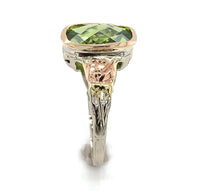 14k White Gold 3.24 Carat Cushion Cut Genuine Natural Peridot Ring (#J6551)
