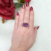 14k Rose Gold Ring with a Color Changing Synthetic Lab-Created Stone (#J7222)