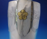 Japanese .950 Silver Vase with Gold Flower Engraved Leaves 9 3/4" Tall (#5583)