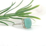 18k White Gold 5.73 Carat Genuine Natural Chalcedony Ring Size 7.5 (#J7215)