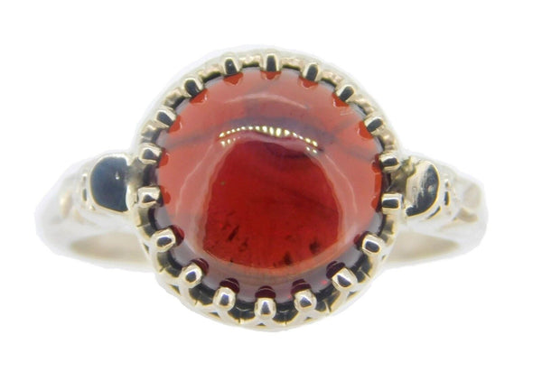 14k White Gold 5.52ct Genuine Natural Cabochon Garnet Ring (#J4053)