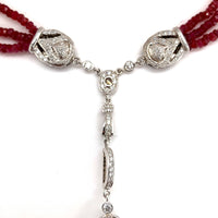 14k White Gold 163 Carats Genuine Natural Ruby Bead Necklace (#J5340)