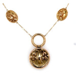 14k Yellow Gold Art Nouveau Style Iris Necklace (#J5540)
