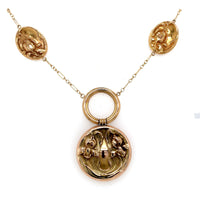 14k Yellow Gold Art Nouveau Style Iris Necklace (#J5540)
