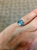 14k Gold 3.43 Carat Antique Cushion Cut Genuine Natural Aquamarine Ring (#J5210)