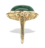 14k Gold Green Genuine Natural Onyx Ring with Applied Rose Gold Flowers (#J7239)
