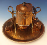 Joseph Heinrichs Copper Tea Set Arts & Crafts Tea Kettle Sugar Creamer 4pc #0189