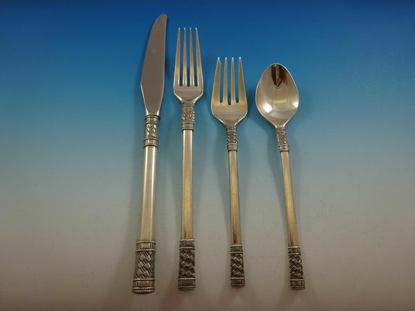 Aegean Weave Plain by Wallace Sterling Silver Regular Size Place Setting(s) 4pc