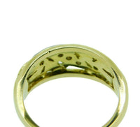 18k Yellow Gold Carved Flower Genuine Natural Diamond Ring Band (#J4690)