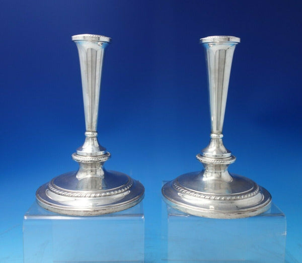 Gadroon by Hamilton Sterling Silver Candlestick Pair 7 1/2" x 5" c.1920 (#5457)