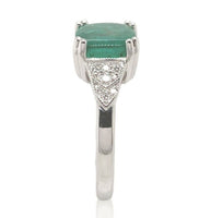 18k White Gold 2.23 Carat Genuine Natural Emerald Diamond Ring Size 6.5 (#J7011)
