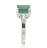 18k White Gold 2.23 Carat Genuine Natural Emerald Diamond Ring Size 6.5 (#J7011)