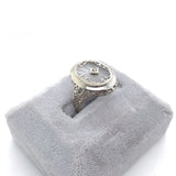 14k White Gold Genuine Natural Filigree Rock Crystal Diamond Ring (#J6206)