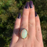 14k Rose Gold Handwrought Ring with a Large 6.05 Carat Australian Opal (#J6577)