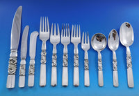 Scroll by Georg Jensen Sterling Silver Flatware Set 12 Service 145 pcs Dinner