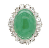 Platinum GIA A Jadeite Jade Ring with 1.36cttw in Diamonds Size 7 (#J6910)