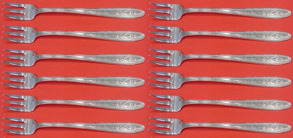 William and Mary by Lunt Sterling Silver Cocktail Fork Set 12 pieces 5 1/2"