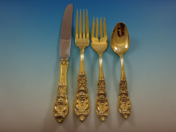 Richelieu Gold by International Sterling Silver Flatware Service 12 Set Vermeil