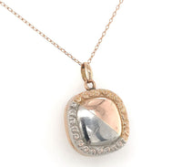 14k White and Rose Gold Victorian Genuine Natural Diamond Locket w/ Chain #J6517