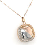 14k White and Rose Gold Victorian Genuine Natural Diamond Locket w/ Chain #J6517