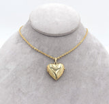 14k Yellow Gold Heart Locket with Cable Chain 18.5" and Toggle Clasp (#J7184)