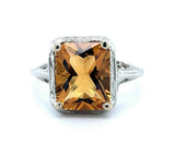 Deco 14k White Gold Filigree 2.88ct Genuine Natural Citrine Ring (#J4983)