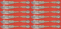 Violet by Wallace Sterling Butter Spreader flat handle Set 12 pcs large 6 1/8"