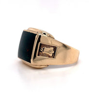 10k Yellow Gold Men's Square Genuine Natural Bloodstone Ring Jewelry (#J5676)