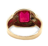 10k Yellow Gold Vintage Men's Synthetic Lab-Created Ruby Glass Ring (#J7146)