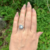 14k Yellow Gold Genuine Natural Moonstone and Sapphire Ring Size 6.25 (#J7618)