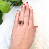 14k White Gold 4 Carat Genuine Natural Rubellite Filigree Ring 7.25 (#J7553)