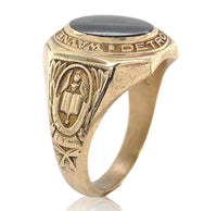 10k Gold Men's Class Ring c.1940s w/ Genuine Natural Black Onyx Size 10.5 #J6631