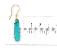 14k Yellow Gold Pair of Genuine Tyrone Turquoise Briolette Drop Earrings #J6705