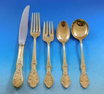 American Beauty Gold by Manchester Sterling Silver Flatware Set Service 66 pcs