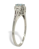 Platinum Filigree Deco .34ct Genuine Natural Aquamarine Ring Size 6 3/4 (#J7562)