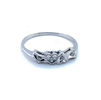 14k White Gold Genuine Natural Diamond Heart Band Ring (#J5178)